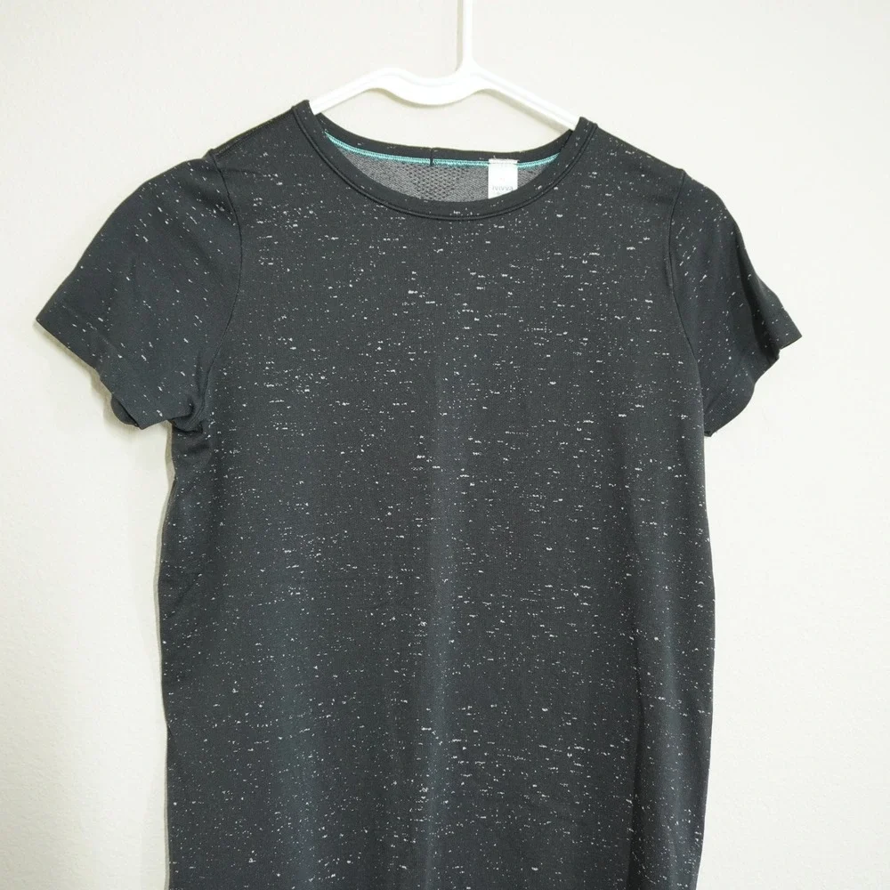 Ivivva by Lululemon Size 14 Fly Tech Short Sleeve T-Shirt Black White Speckle